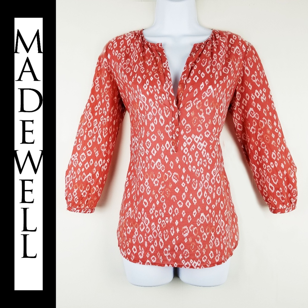 Madewell Batik Boho/ Peasant top in Ginger/rust